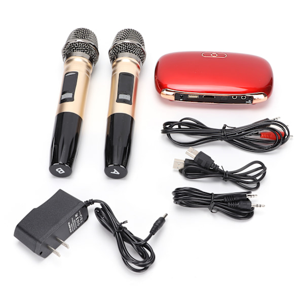 K8 Trådlöst Karaoke Mixer System Set Bluetooth Mikrofon Box Hemmikrofon Media Maskin för Hemmet 100‑240VUS Kontakt Röd