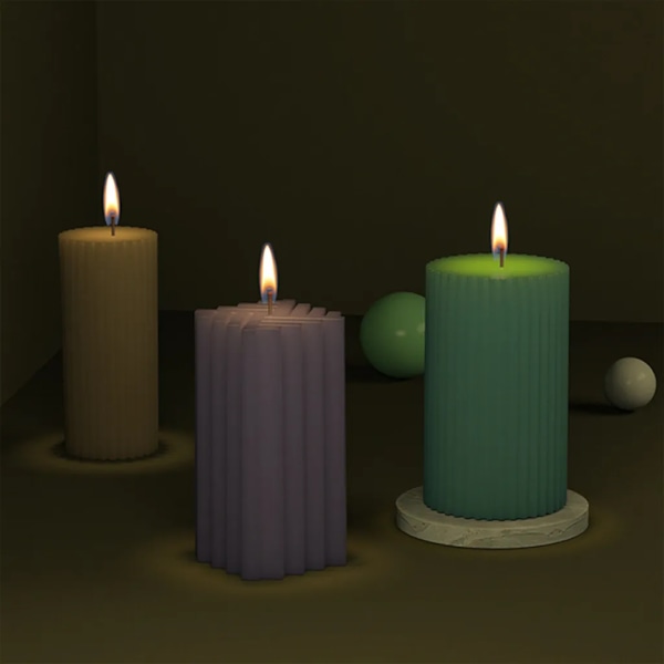 3 st silikoncylinder fyrkantig pelarform gjutform ljusform 3D ljusform DIY-set