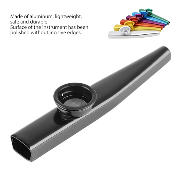 Metall Kazoo Aluminium Lättvikt Bärbar Kazoo Gitarrpartner Flöjt Musikinstrument Gåva Svart
