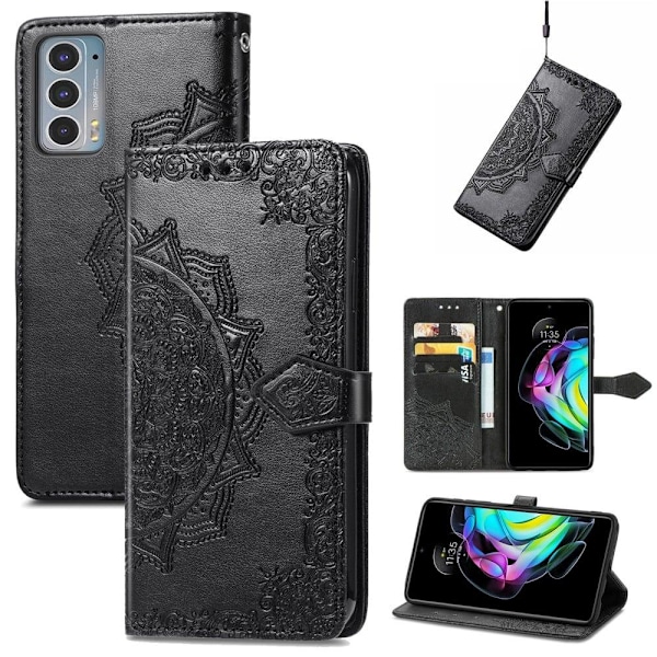 Mandala läder Motorola Edge 20 fodral - Svart Svart