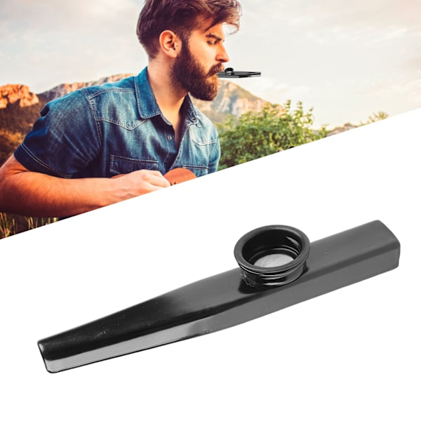 Metall Kazoo Aluminium Lättvikt Bärbar Kazoo Gitarrpartner Flöjt Musikinstrument Gåva Svart