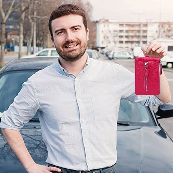 Lädernyckelkedjefodral, äkta läder bil smart nyckelkedja