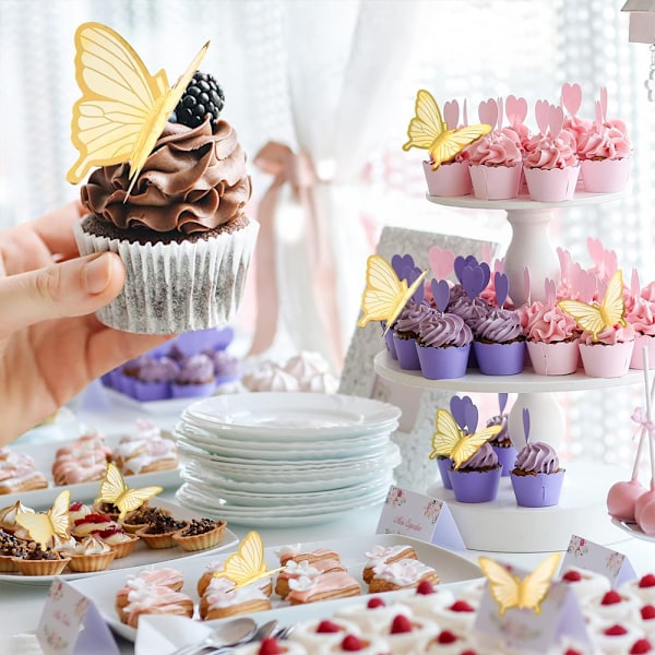50 st fjärils cupcake toppers födelsedag bröllop fest tårta vägg
