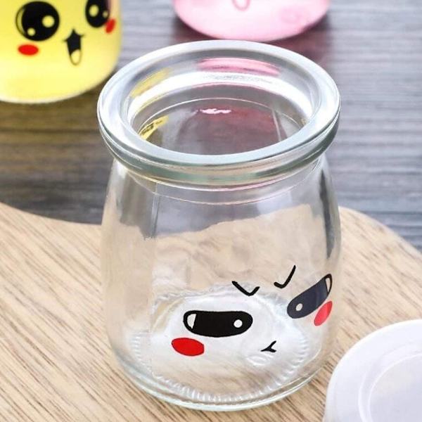 12 Glasburkar med lock med olika emojidekor