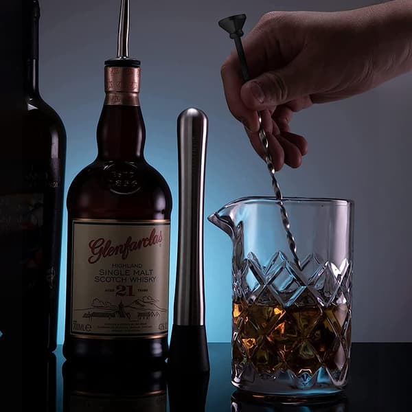 2-pack Barsked, 30 cm Cocktailblandningssked i rostfritt stål med muddlare, Bartender Rörsked