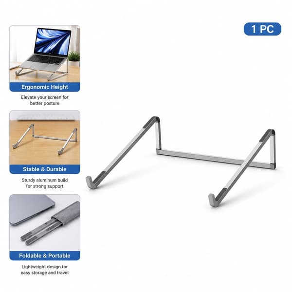 Bärbart laptopställ, datorställ för skrivbord, hopfällbart laptopställ i metall