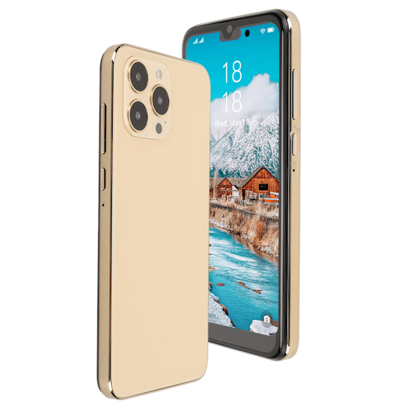 6,3-tums Mobiltelefon 4G-nätverk för Android 12 6GB RAM 128GB ROM MTK6889 Deca Core 7800mAh 1440x3200 8MP Front 16MP Bakre Guld 100‑240V EU-kontakt