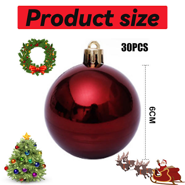 6cm/2.36” Christmas Ball, 30Pcs Christmas Tree Baubles