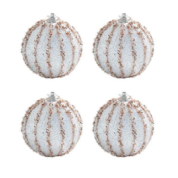 4 Pcs 8cm Christmas Ball Ornaments Glitter Foam Ornaments