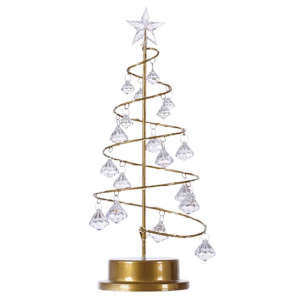Jul Kristall Trä Lampa Akryl Kristall Hänge Jul Dekorativ Skrivbordslampa för Sovrum