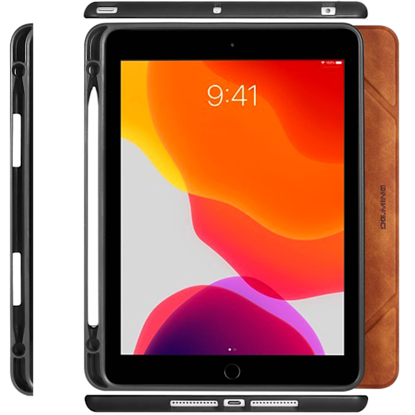 DG.MING Retro Style fodral till iPad 10.2 (2019-2021), brun brun
