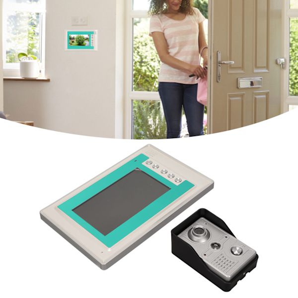 7-tums Videointercomsystem med Kameramonitor Mörkerseende Handsfree Videodörrtelefon Dörrklocka 100‑240V EU-kontakt