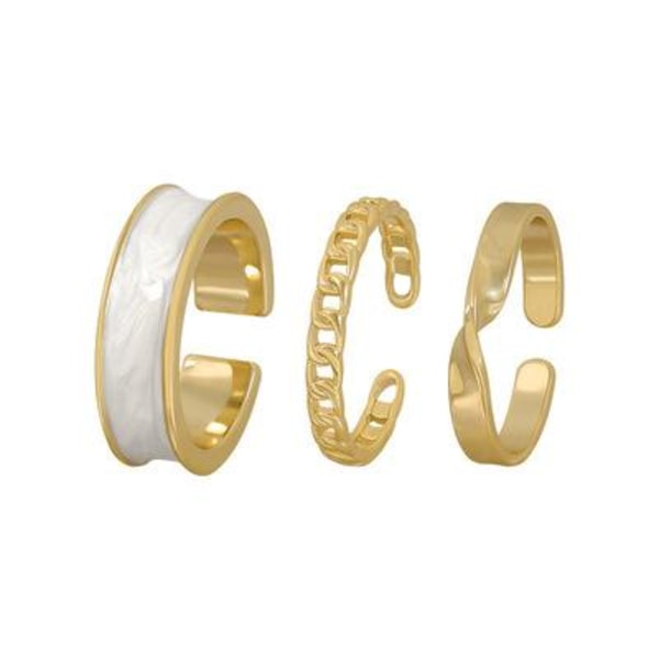 Set m 3 stk 18 k Guldpläterade  justerbara ringar nickelfria Guld one size