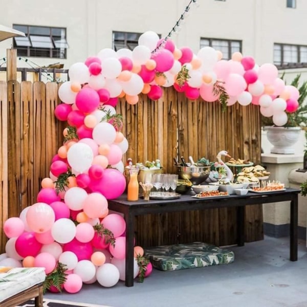 Rosa latexballong, MMTX rosa och vita latexballonger Bröllopsballonger, rosa och vita konfettiballonger för dekoration