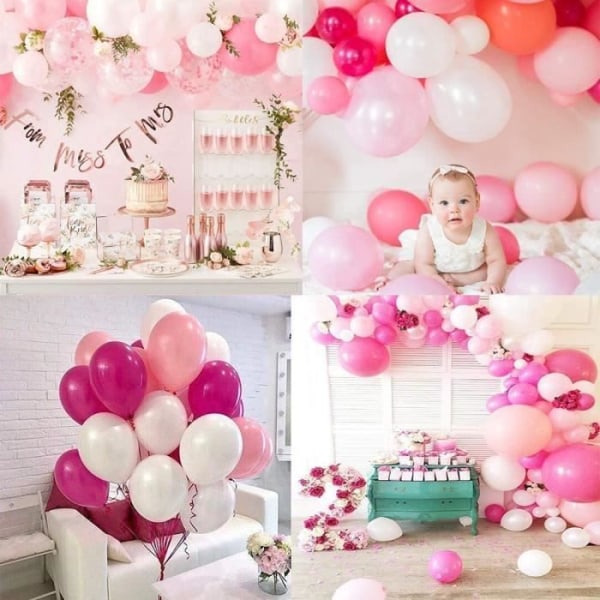 Rosa latexballong, MMTX rosa och vita latexballonger Bröllopsballonger, rosa och vita konfettiballonger för dekoration