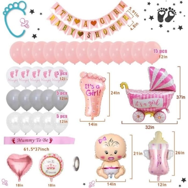 Baby Shower Decoration Girl, MMTX Baby Shower Girl Pink Balloon Newborn Decoration, Its a Girl Balloon Baby Shower Banner