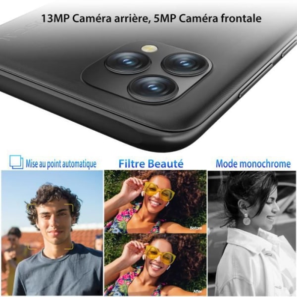 Smartphone Oscal C60 Smartphone Pas cher 4Go+32Go 6.528'' écran  13MP Caméra 4780mAh batterie GPS Double Sim Bleu