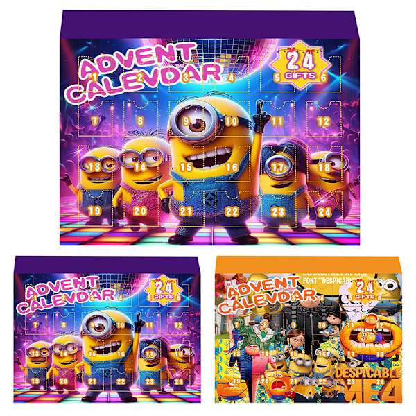 Despicable Me Minions Adventskalender 2024, Julkalender för Barn Semesterräknare 24 Dagar Figur Blind Box Hem & Samlarobjekt för Fans A