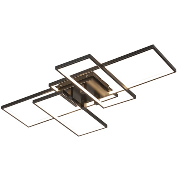 [3-dagers forsendelse] LED taklamper - Trinnløs dimbar taklampe - 4 rektangler, 90*65cm Black