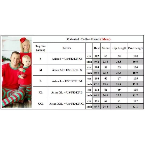 Julpyjamas för Familjen Matchande Julpyjamas Julnattkläder Jul Loungewear Set Långärmad + Byxor för Par Barn Baby Men S