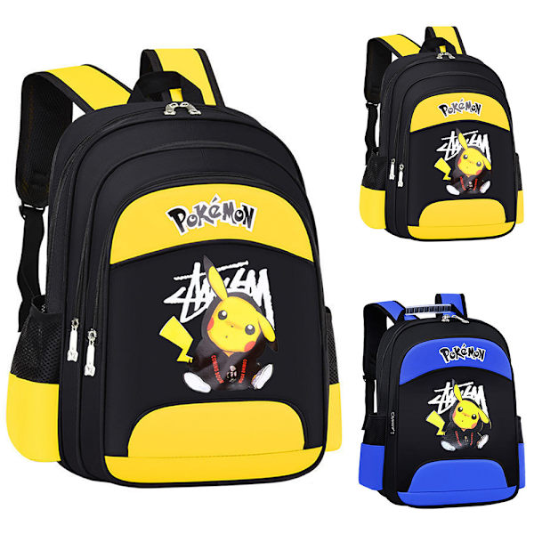 P-okemon Pikachu skolväska stor kapacitet full print ryggsäck påskgåva Blue L