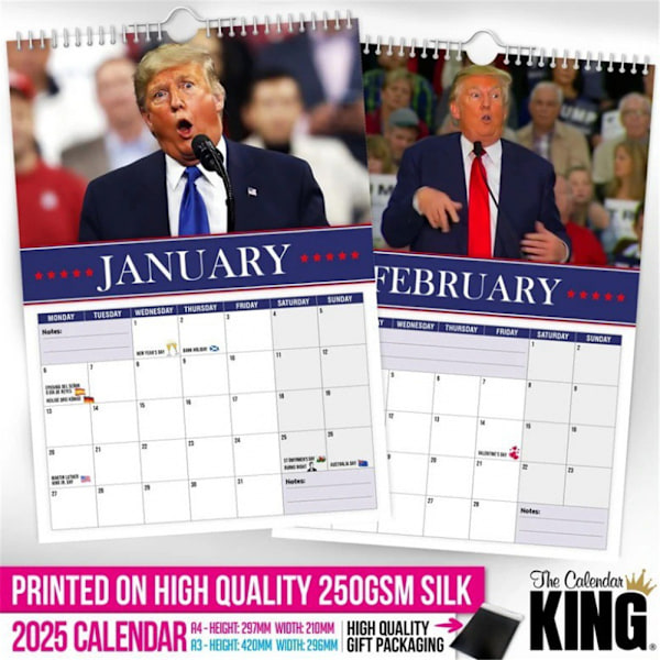 Donald Trump 2025 Seinäkalenteri Adventtikalenteri Haukkumiskalenteri 2025 Kotitoimiston seinäkalenteri