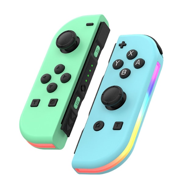 Spelkontroll (V/H) Färgglada RGB-lampor för Nintendo Switch, Trådlös Joystick-Ersättning för Switch-kontroll Green Blue