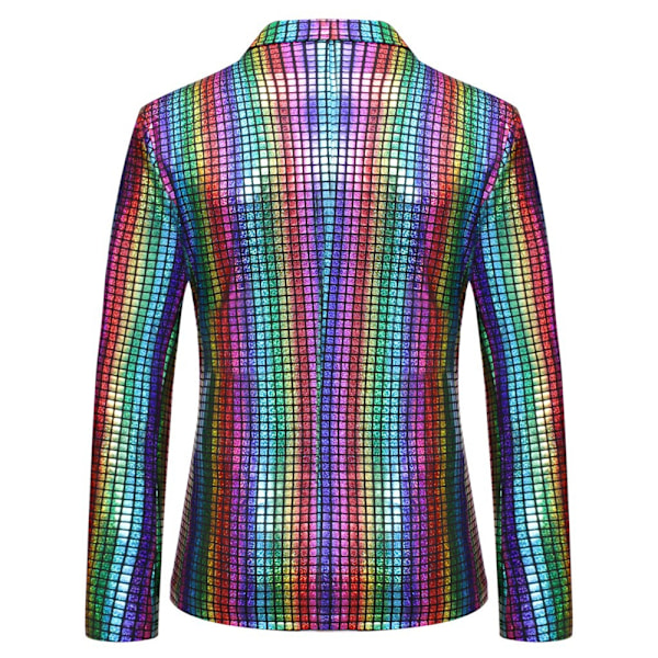 Herr 70-tals Disco Jacka Glänsande Paljett Bling Kavaj Rock Dansfest Bal Kostym Multicolour XL