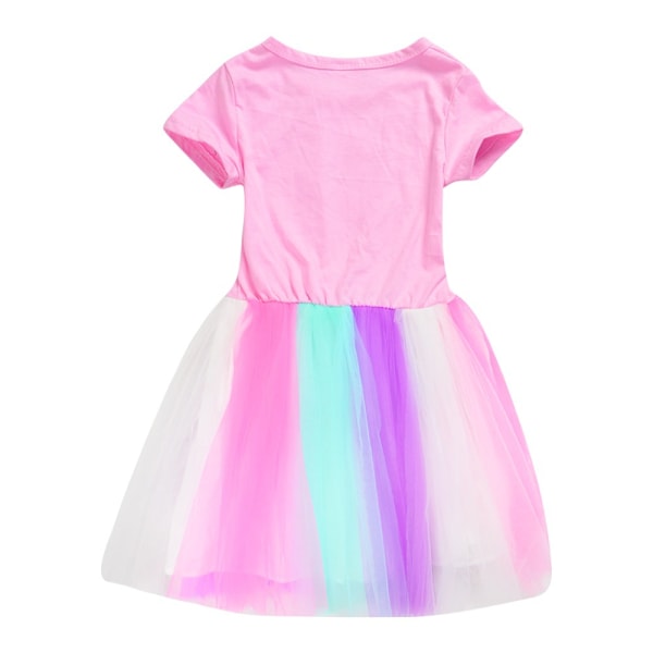 Flickor Prinsessa Aphmau Klänningar Kortärmade Klänningar Regnbågsklänningar Barn Födelsedagsfest Balklänning Pink 150cm