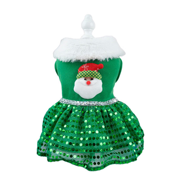 Jultomte-kläder för hundar och katter, juldräkt, vintervarm cosplay-dräkt för valpar Green M