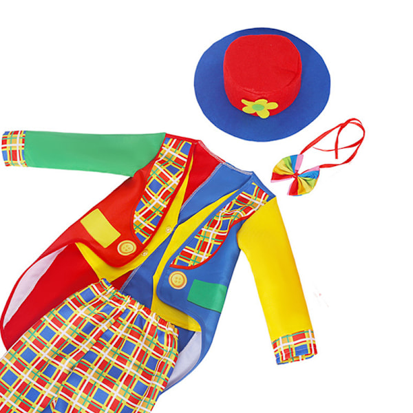 Barnkostym Clown på stan Joker Karneval Partyföreställning Kläder Barn Halloween Party Cirkus Rekvisita L