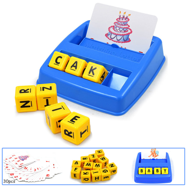 Alfabetets bokstav ord matchstavla för pojke pedagogisk leksak blue