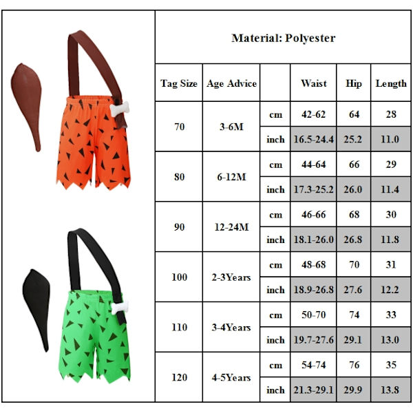 Barn Grottmän Kostym Halloween Hundben Historiska Grottpojkar Fest Shorts Benrem Kläder Leopard 110cm