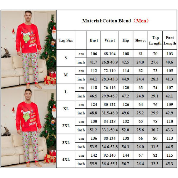 Julklapp Familj Matchande Pyjamas Förälder Barn Hemkläder Kostym Dad L