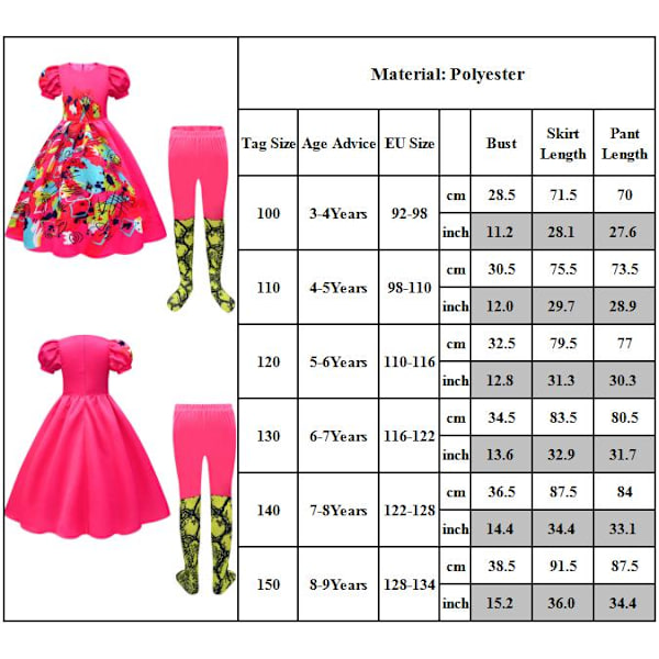 Lasten elokuva Barbie Cosplay Mekko Halloween Outo Puku 100cm