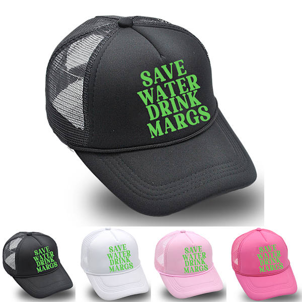 Womens Save Water Drink Margs Baseball Cap Mesh Snapback Trucker Hat Solhattar White