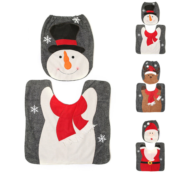 2 st julälg tomte toalettstolsskydd matta heminredning snowman