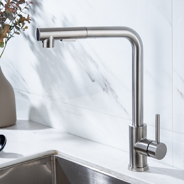 Køkkenarmatur 360° drejeligt, køkkenvask i rustfrit stål Stainless steel color