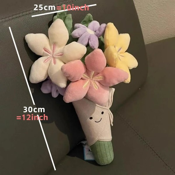 Amuseable Plysch Leksak Bukett Av Blommor Fylld Mjuk Dock för Kvinnor Flickor Flickvän Present
