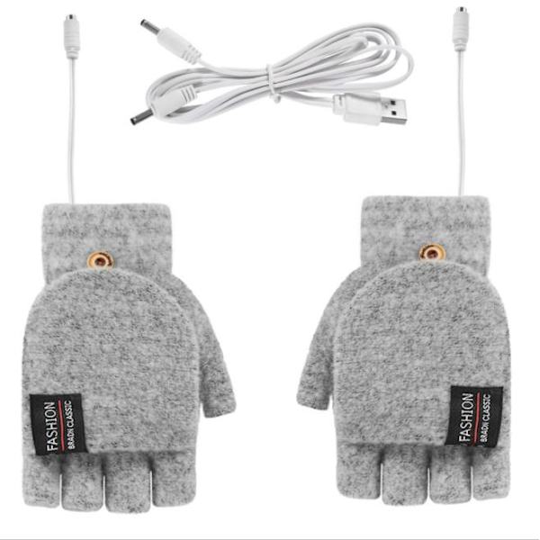 USB-uppvärmda handskar, elektriska uppvärmda handskar, clamshell-handskar light gray