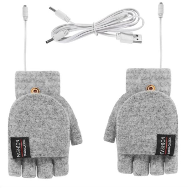 USB uppvärmda varmare handskar Elektriska uppvärmda handskar Clamshell-handske light gray