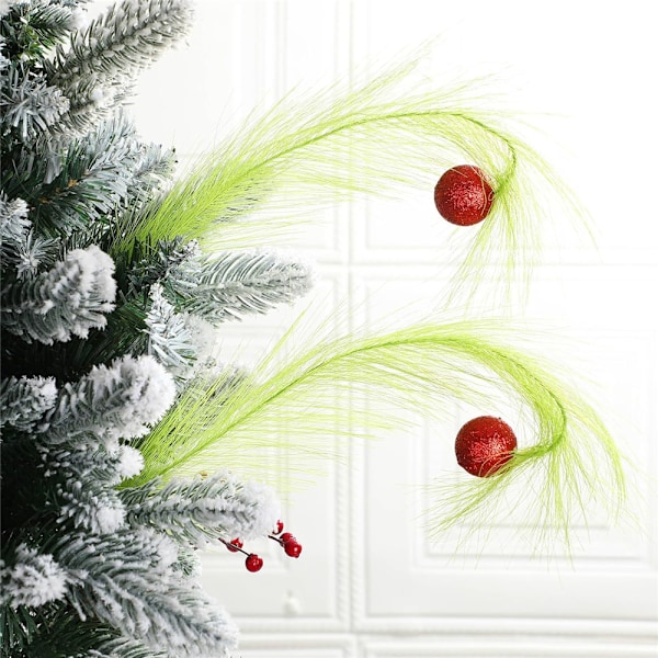 8 st julgransprydnader 43 cm Röd Grön Lockiga Stjälkar Limegrön Lockig Julgransprydnad Elf Ornament Stjälkar för Julgransprydnad 8PCS