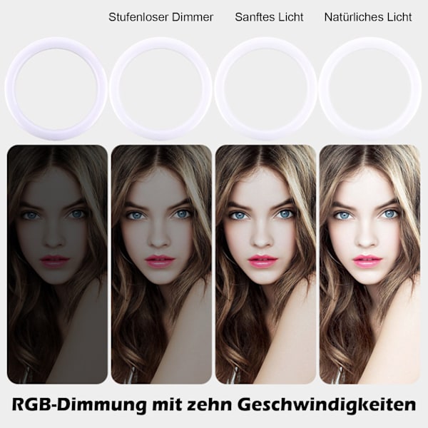 [3 dagars leverans] Lätt Bordsmodell 10 tums Ring Light med 2 Stativ - 18 RGB Färg Dimmbar Selfie Ring Light med Fjärrkontroll, Justerbar Höjd, för TK