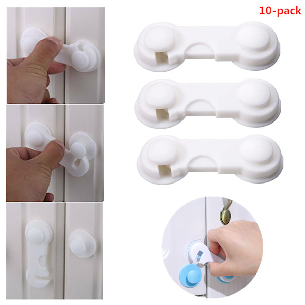 10 kpl vauvan turvalukkoja, vahva liima, laatikon suojalukko White 10pcs