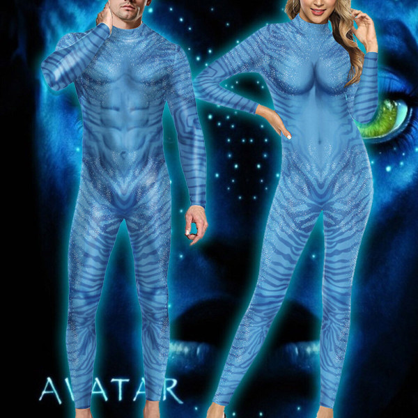 Män Kvinnor Avatar Jumpsuit Bodysuit Halloween Zentai Kostymer boys M
