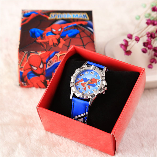 Barnens mode boxade tecknade klocka Spider-Man klocka Black