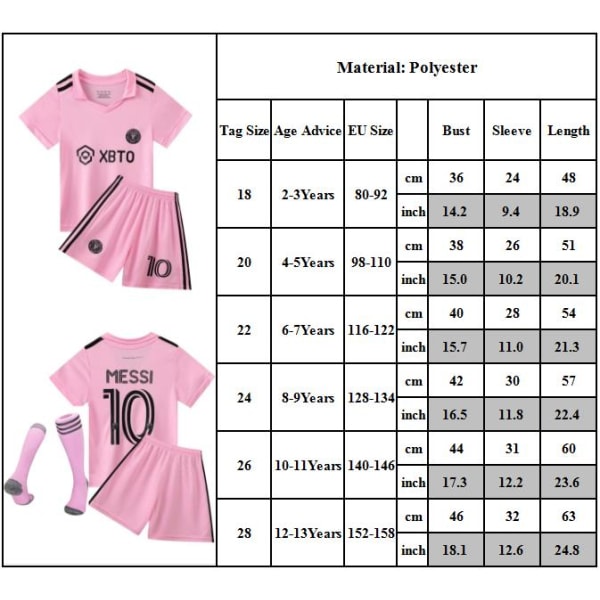 Nr.10 Messi fotbollströja Nr.10 barn tröja borta fotbollsdräkt 26#