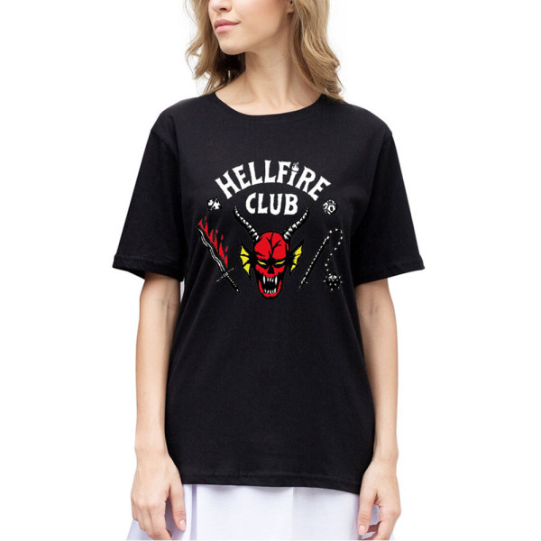 Dam T-shirt för män Stranger Things Hellfire Club Tecknad T-shirt L