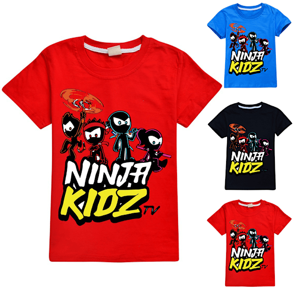 Barn Pojkar Flickor Ninja Kidz Crew Neck T-Shirt Strand Casual Kortärmad Tee Top Red 160cm