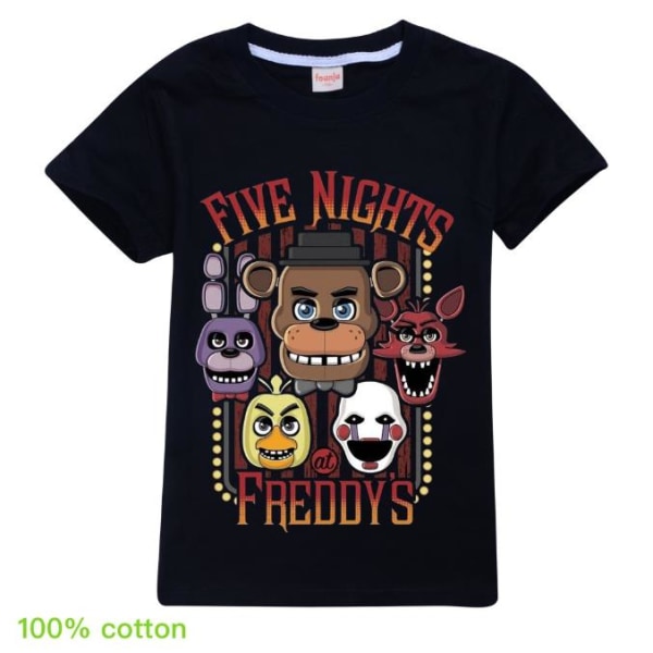 Fem nätter på Freddys FNAF T-shirt T-tröja för barn Cartoon Casual kortärmade T-shirts Black 7-8 Years